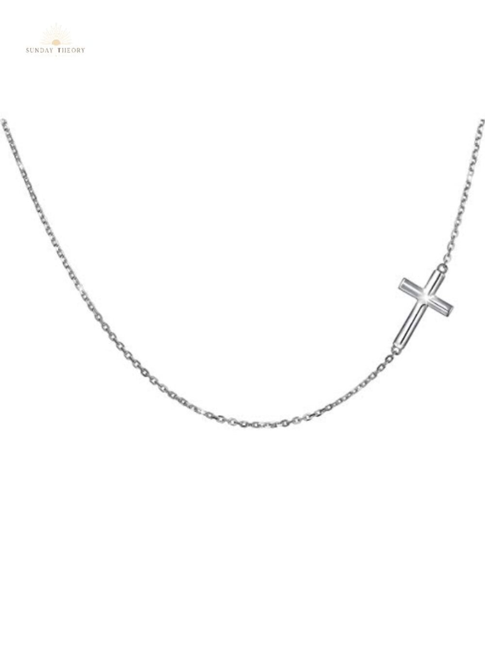 Sterling Silver Sideways Cross Choker Necklace Adjustable 14-18 inch, Faith